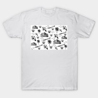 Vintage Summer- Black and White Pattern T-Shirt